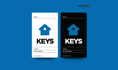 Room Keys Tag Card Design with Floor and Number of People Details for Hotels or Resorts