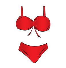 Red bikini vector illustration, fashion girls, vacation summer template, web icon