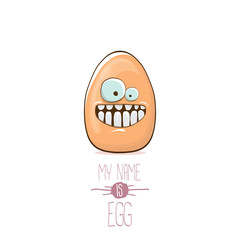 vector brown egg cartoon characters isolated on white background. My name is egg vector concept illustration. funky farm food or easter character with eyes and mouth