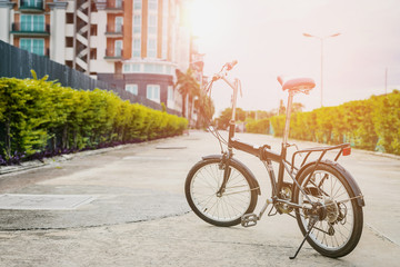 Retro bicycle on street.