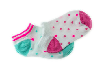 Bright baby socks isolated on white background. Fashion baby.