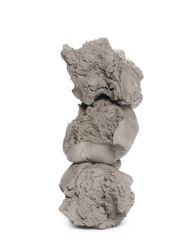 Grey modelling clay lump shape isolated on white background