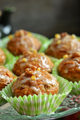Carrot muffins in muffins on glass