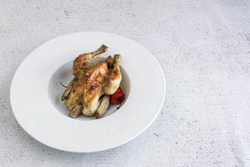 Roast chicken with onions, garlic; peppers