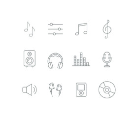 Music related sign, music icon set