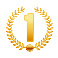 Medal award with a wreath vector in four colors, gold , silver, and bronze. Gold wreath