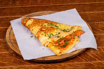 Pancake with salmon