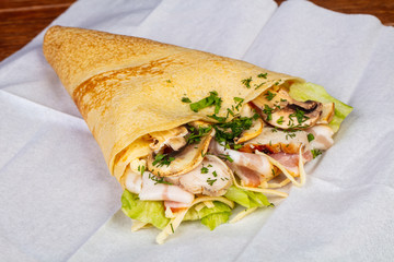 Pancake with ham