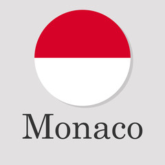 Monaco flag in the form of a circle isolated on a gray background, the inscription