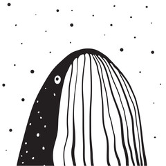 Cropped whale design facing up. Vector illustration. © Popmarleo