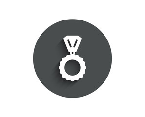 Award Medal simple icon. Winner achievement symbol. Glory or Honor sign. Circle flat button with shadow. Vector