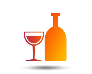 Alcohol sign icon. Drink symbol. Bottle with glass. Blurred gradient design element. Vivid graphic flat icon. Vector