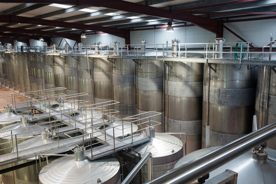 Shop with processing cisterns in wine plant
