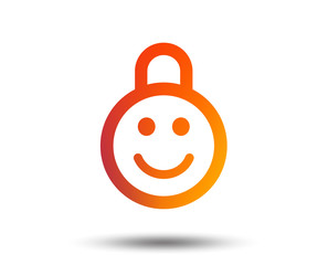Child lock icon. Locker with smile symbol. Child protection. Blurred gradient design element. Vivid graphic flat icon. Vector