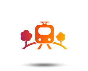 Naklejka premium Overground subway sign icon. Metro train symbol. Blurred gradient design element. Vivid graphic flat icon. Vector