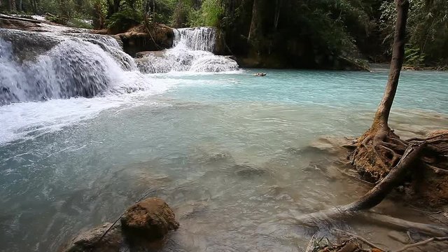Beautiful landscape with a waterfall .Luang Propang Laos