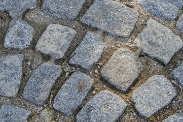 Adoquines.
fondo con pavimento de adoquines de granito formando un semicírculo.