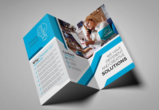 Blue and Gray Trifold Brochure