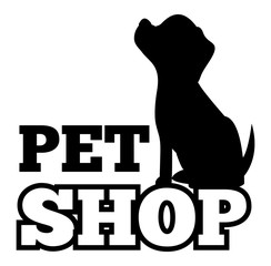 Pet Shop Logo and Cute Black Puppy Silhouette