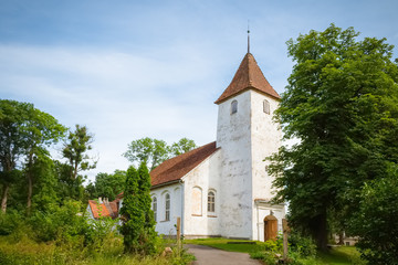 Fototapeta na wymiar Sabile Evangelic Lutheran Church with the oldest bell in Latvia