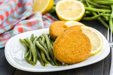 Green Bean and fish burger
