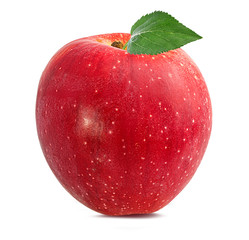 Fresh red apple isolated on white background with clipping path