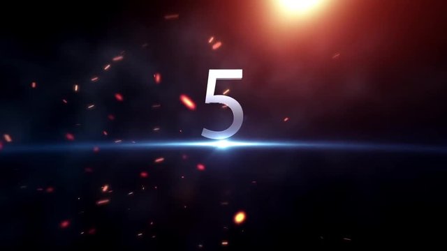 Countdown animation from 1 to 10 with explosion fire burning effect background. Stock. Sparkling numbers countdown from 10 to 0 made with sparklers