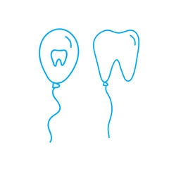Balloons of dentistry. Hand drawing Concept for children's dentistry symbols. Vector illustration isolated.