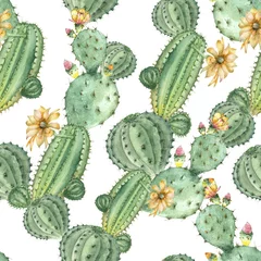 Fotobehang Cactus vetplanten in aquarel