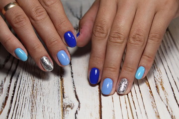 fashionable blue manicure