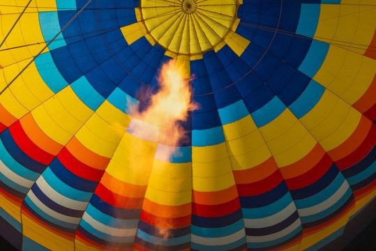 Hot Air Balloon Burner Flame On