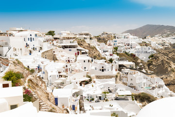 Naklejka premium Santorini Island in Greece. Panoramic view. Tourist destination. Summer.