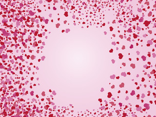 pink hearts in a random order on pink background