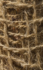 Abstract view of a coconut rope. Unusual texture background.