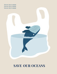 Eco concept poster with blue whale