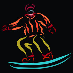 Man on snowboard, jump, winter sport, creative