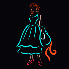 Slender lady in beautiful summer clothes, vacation and charm