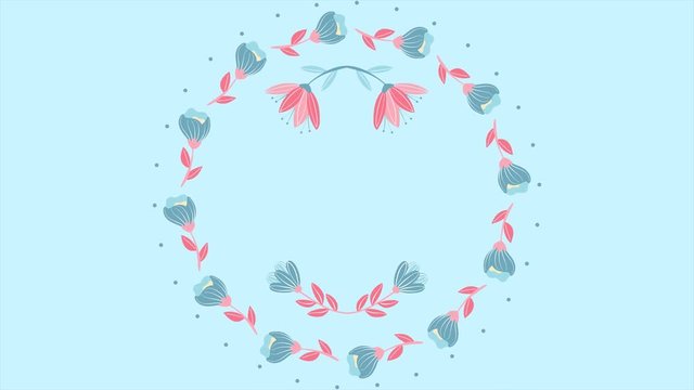 Flowers frame on white with text space. Background for video flowers with frame