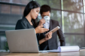 Successful entrepreneurs and business people achieving goals, Happy business people celebrating success at company, Group of business people.Business people sharing their ideas. Selective focus