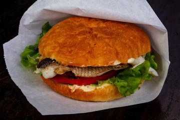 Fish burger with seabass