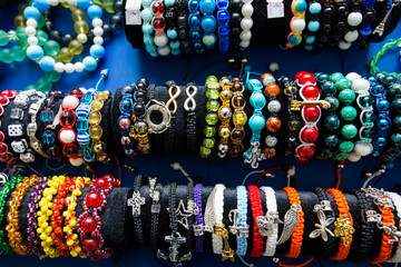 background of colorful handmade bangles