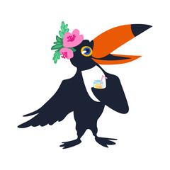 Vector toucan with floral wreath.  © yana2607