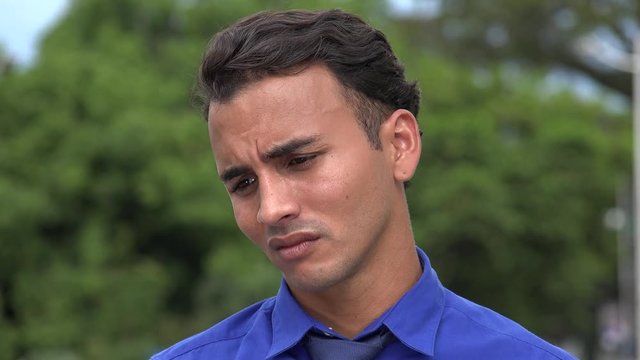 Pouty Hispanic Business Man And Stress