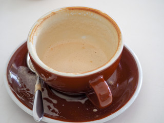 Top view of empty coffee cup