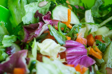 Fresh mixed salad with different vegetables for healthy vegetarian food