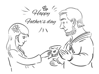 Daughter gives a card to her father