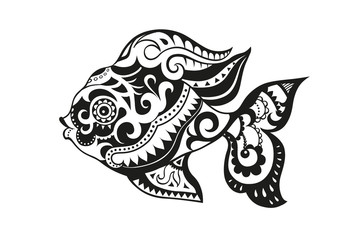 Fish with ornaments in the ethnic style