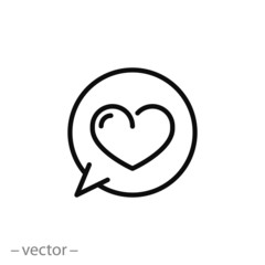 Heart in speech bubble icon vector