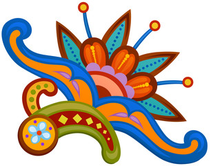 Ethnic ornamented multicolor element of pattern