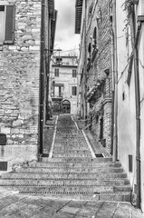 Scenic streets of the medieval town of Assisi, Umbria, Italy